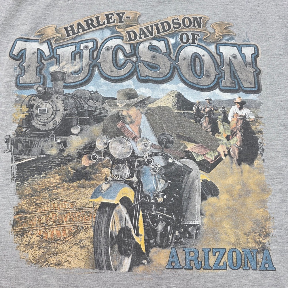 Harley Davidson of Tucson Arizona Long‎ Sleeve Graphic T Shirt Mens L/XL Cowboy